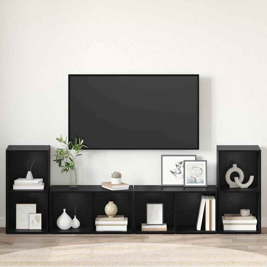 TV-Möbel-Set 4 pcs Schwarze Eiche 37 x 35 x 72 cm Holzwerkstoff