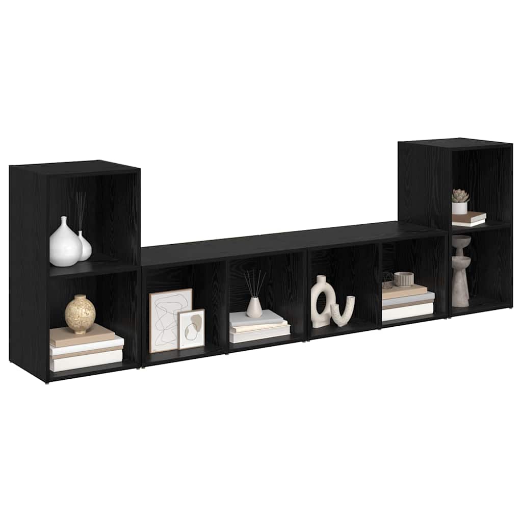 TV-Möbel-Set 4 pcs Schwarze Eiche 37 x 35 x 72 cm Holzwerkstoff