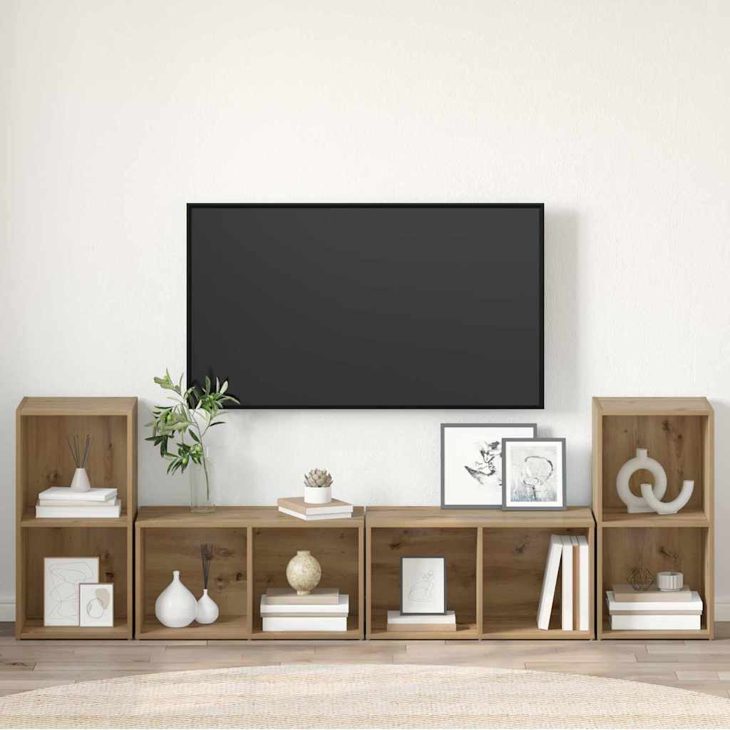 TV-Möbel-Set 4 pcs Eiche handwerklich 37 x 35 x 72 cm