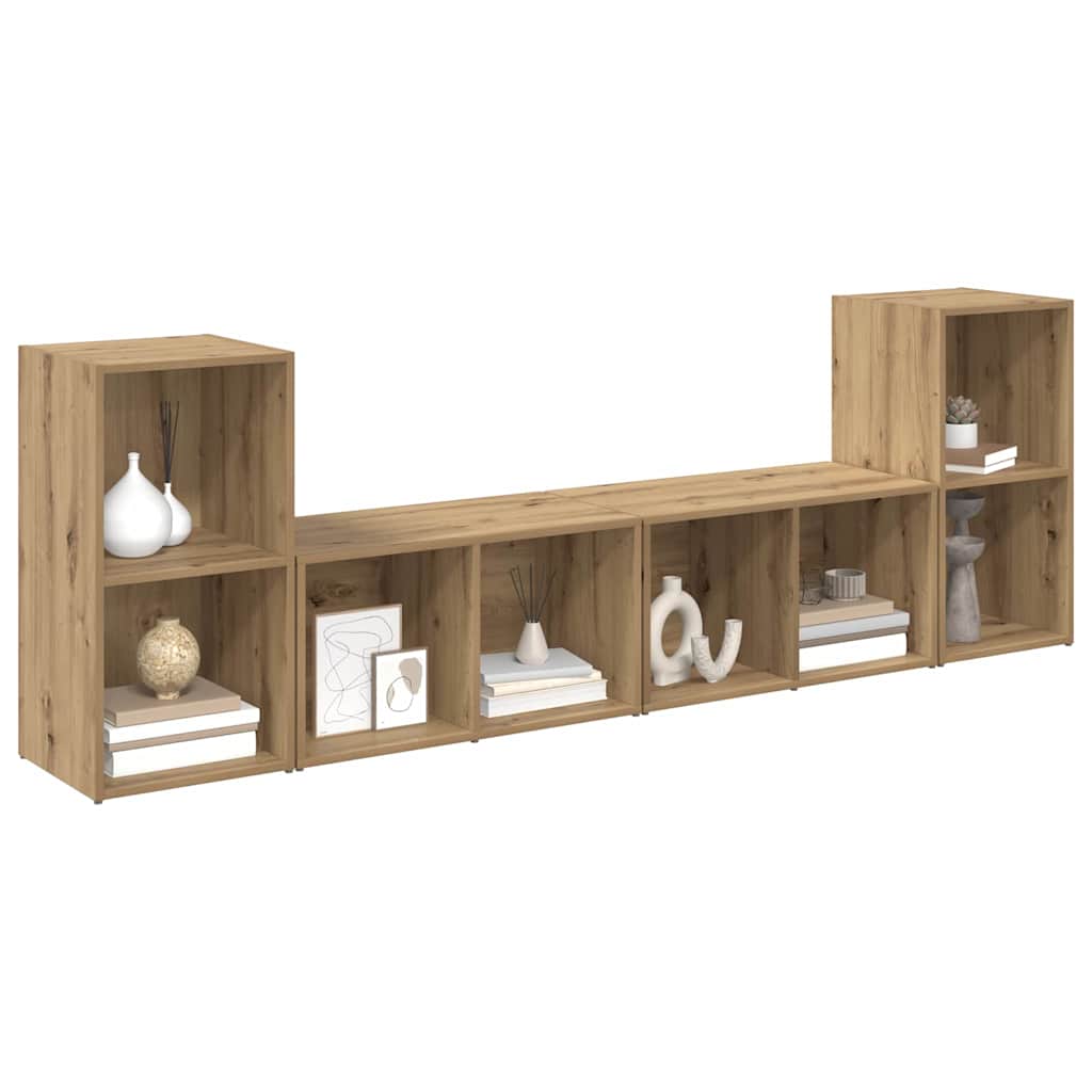 TV-Möbel-Set 4 pcs Eiche handwerklich 37 x 35 x 72 cm