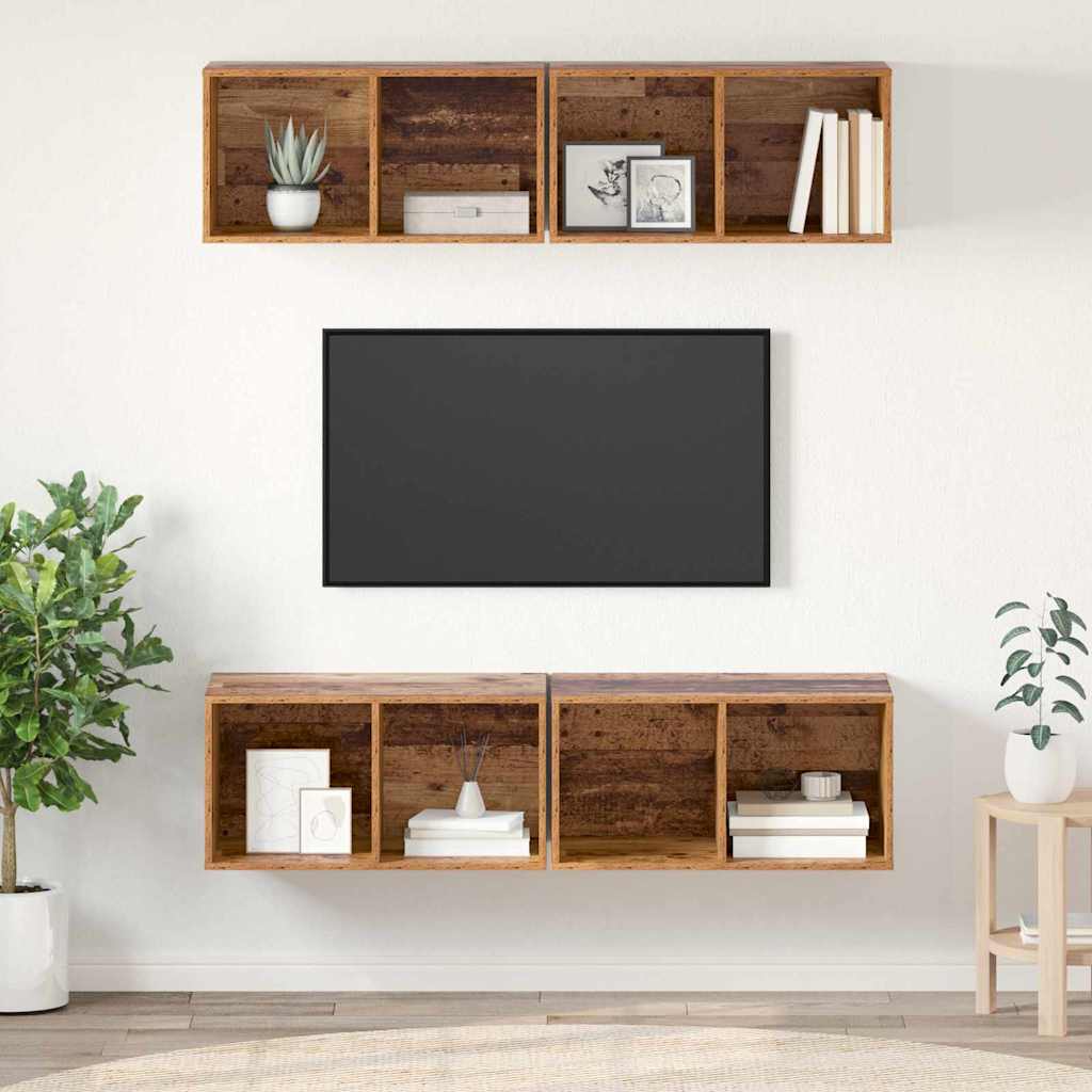 Wand TV Schrank 4 pcs Altholz 37 x 37 x 72 cm Holzwerkstoff