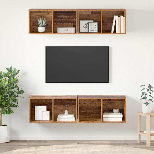 Wand TV Schrank 4 pcs Altholz 37 x 37 x 72 cm Holzwerkstoff