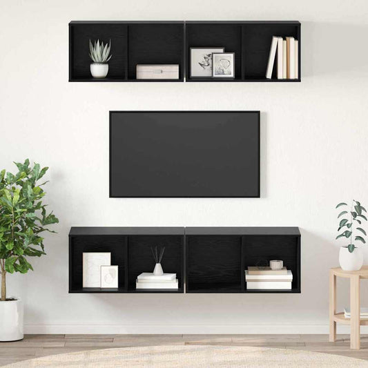 Wand TV Schrank 4 pcs Schwarze Eiche 37 x 37 x 72 cm