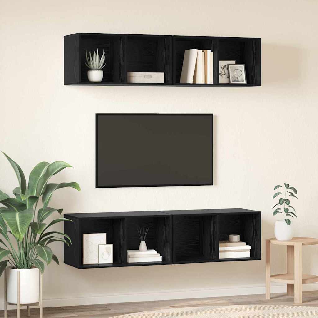 Wand TV Schrank 4 pcs Schwarze Eiche 37 x 37 x 72 cm