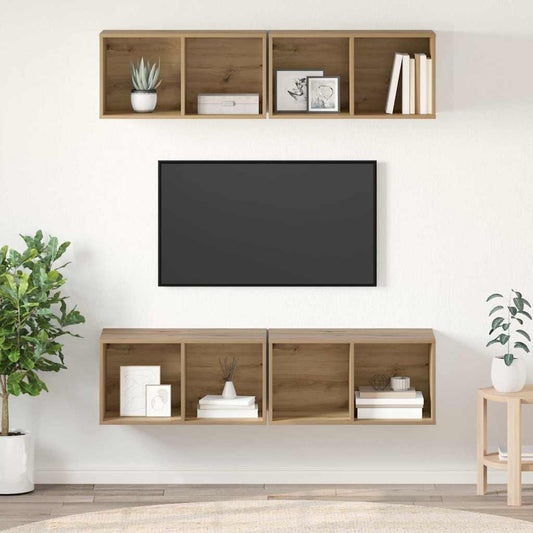 Wand TV Schrank 4 pcs Eiche handwerklich 37 x 37 x 72 cm