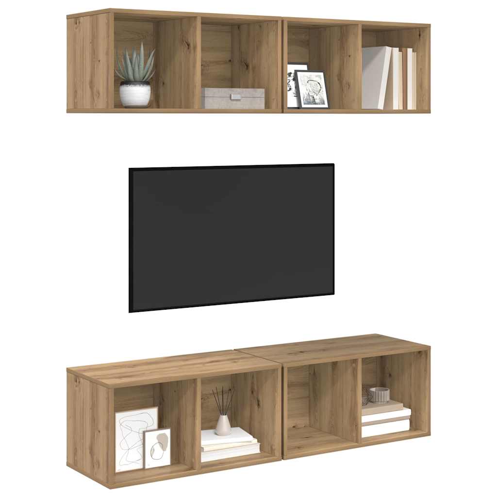 Wand TV Schrank 4 pcs Eiche handwerklich 37 x 37 x 72 cm