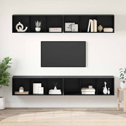 Wand TV Schrank 4 pcs Schwarz Eichen-Optik 37 x 37 x 107,5 cm
