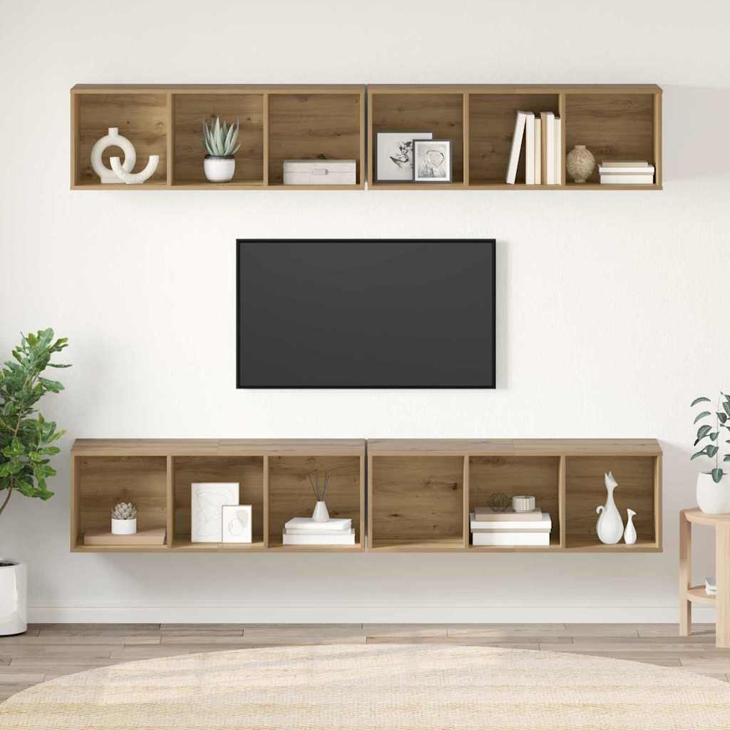 Wand TV Schrank 4 pcs Eiche handwerklich 37 x 37 x 107,5 cm