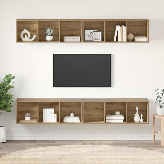 Wand TV Schrank 4 pcs Eiche handwerklich 37 x 37 x 107,5 cm