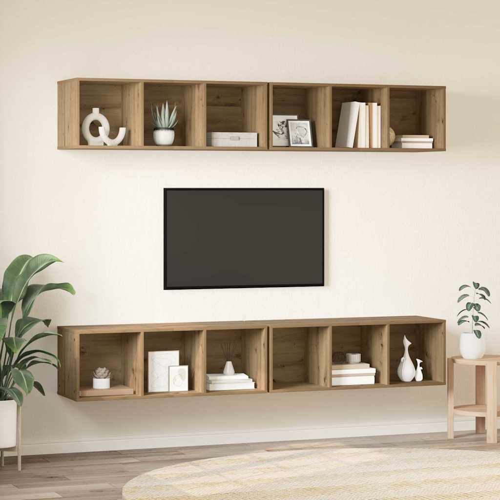 Wand TV Schrank 4 pcs Eiche handwerklich 37 x 37 x 107,5 cm