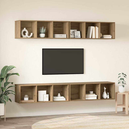 Wand TV Schrank 4 pcs Eiche handwerklich 37 x 37 x 107,5 cm