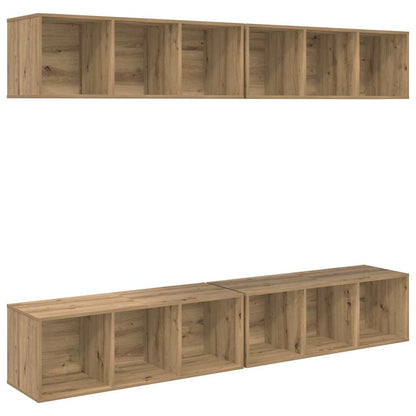 Wand TV Schrank 4 pcs Eiche handwerklich 37 x 37 x 107,5 cm