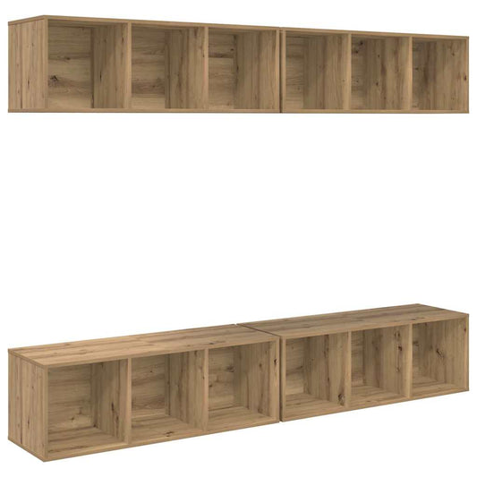 Wand TV Schrank 4 pcs Eiche handwerklich 37 x 37 x 107,5 cm