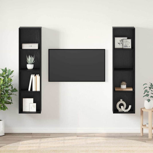 TV-Schränk 2 pcs Schwarz 37 x 37 x 142,5 cm Holzwerkstoff