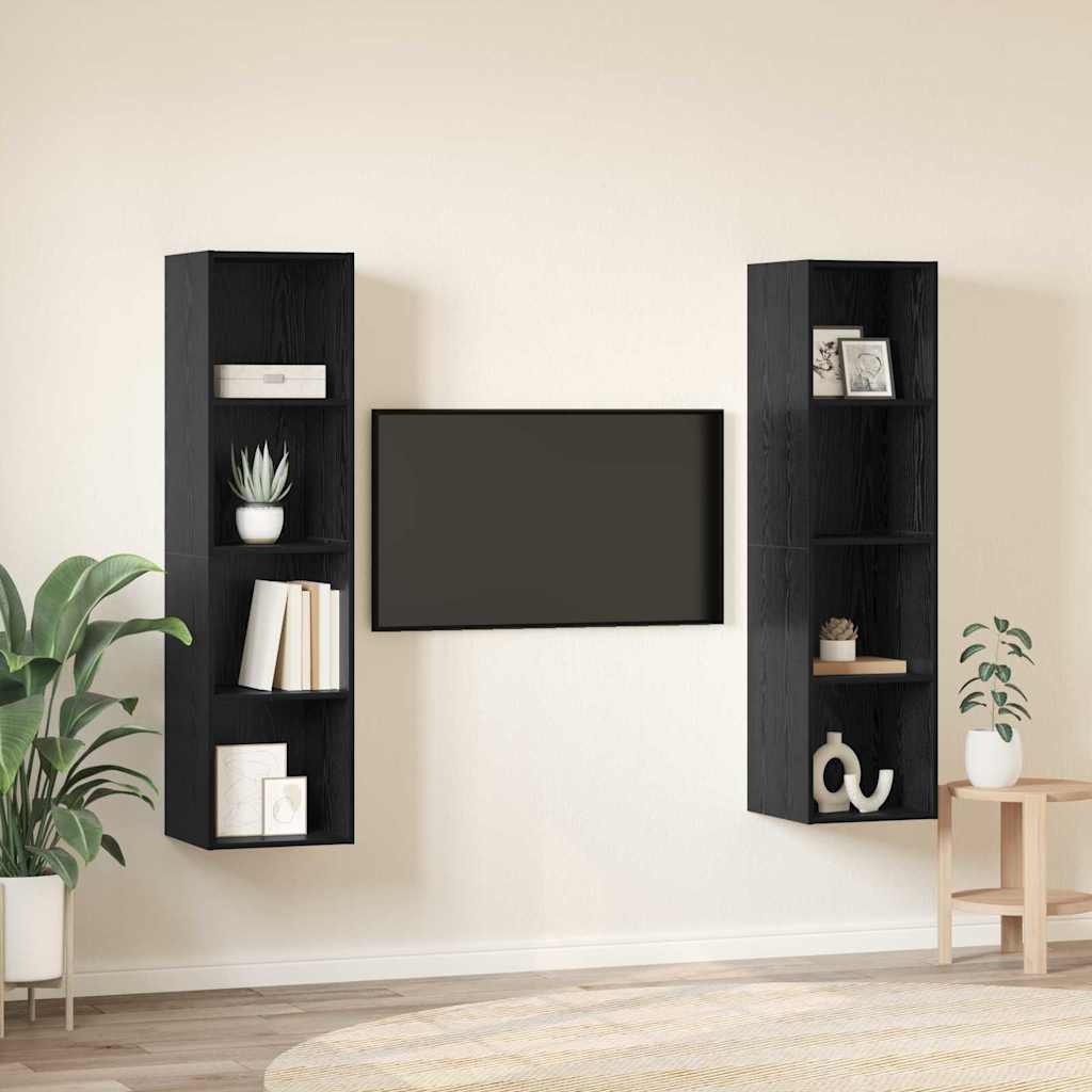 TV-Schränk 2 pcs Schwarz 37 x 37 x 142,5 cm Holzwerkstoff