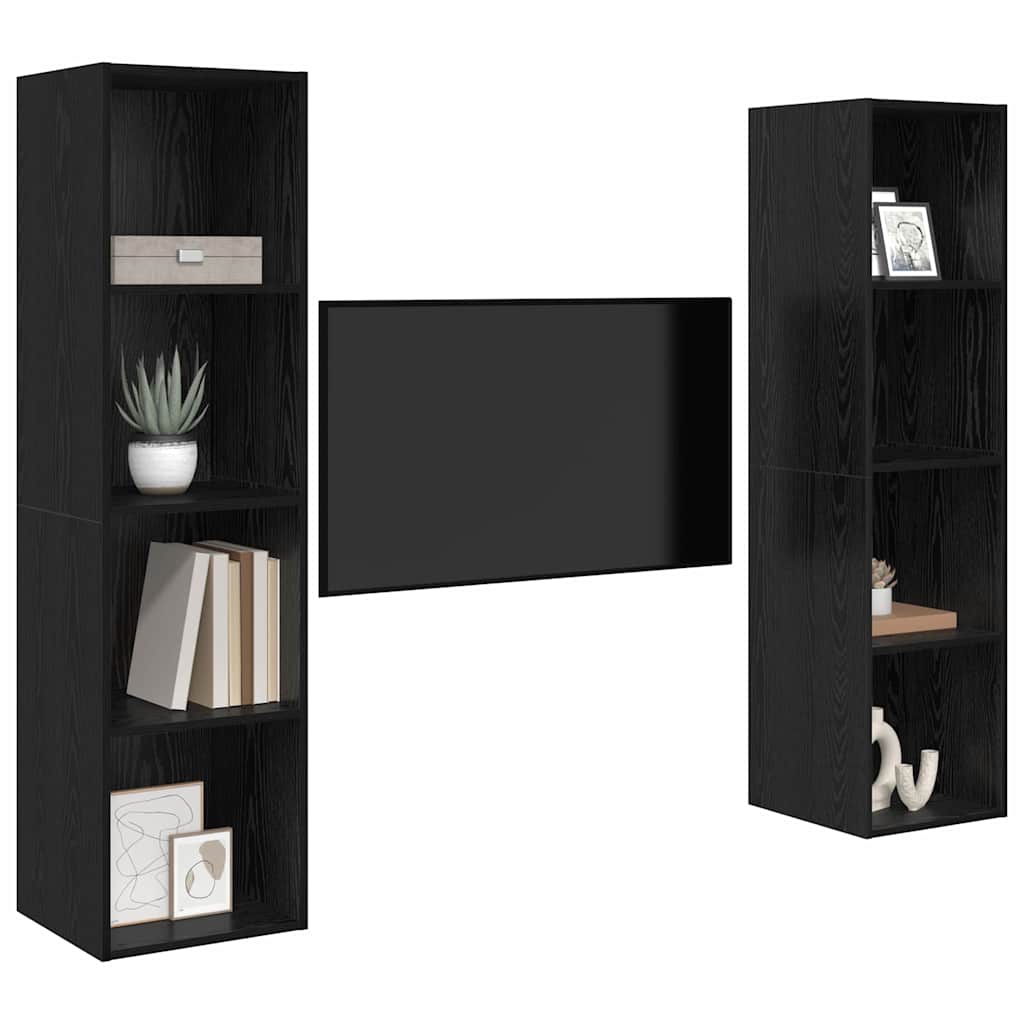 TV-Schränk 2 pcs Schwarz 37 x 37 x 142,5 cm Holzwerkstoff