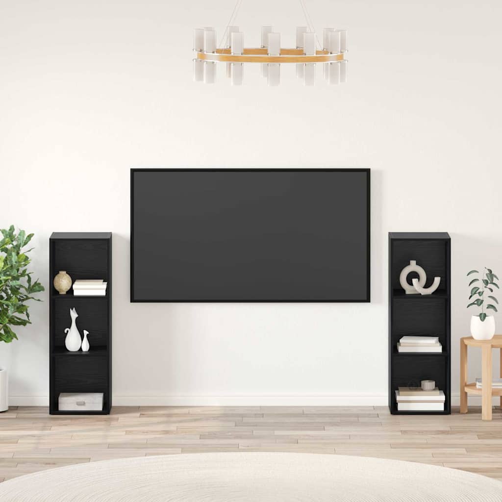 TV-Möbel-Set 2 pcs Schwarze Eiche 107 x 35 x 37 cm