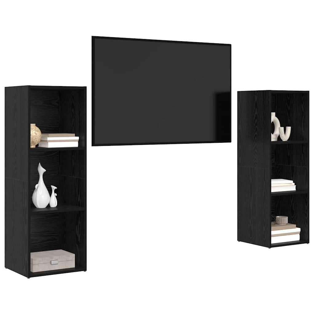 TV-Möbel-Set 2 pcs Schwarze Eiche 107 x 35 x 37 cm