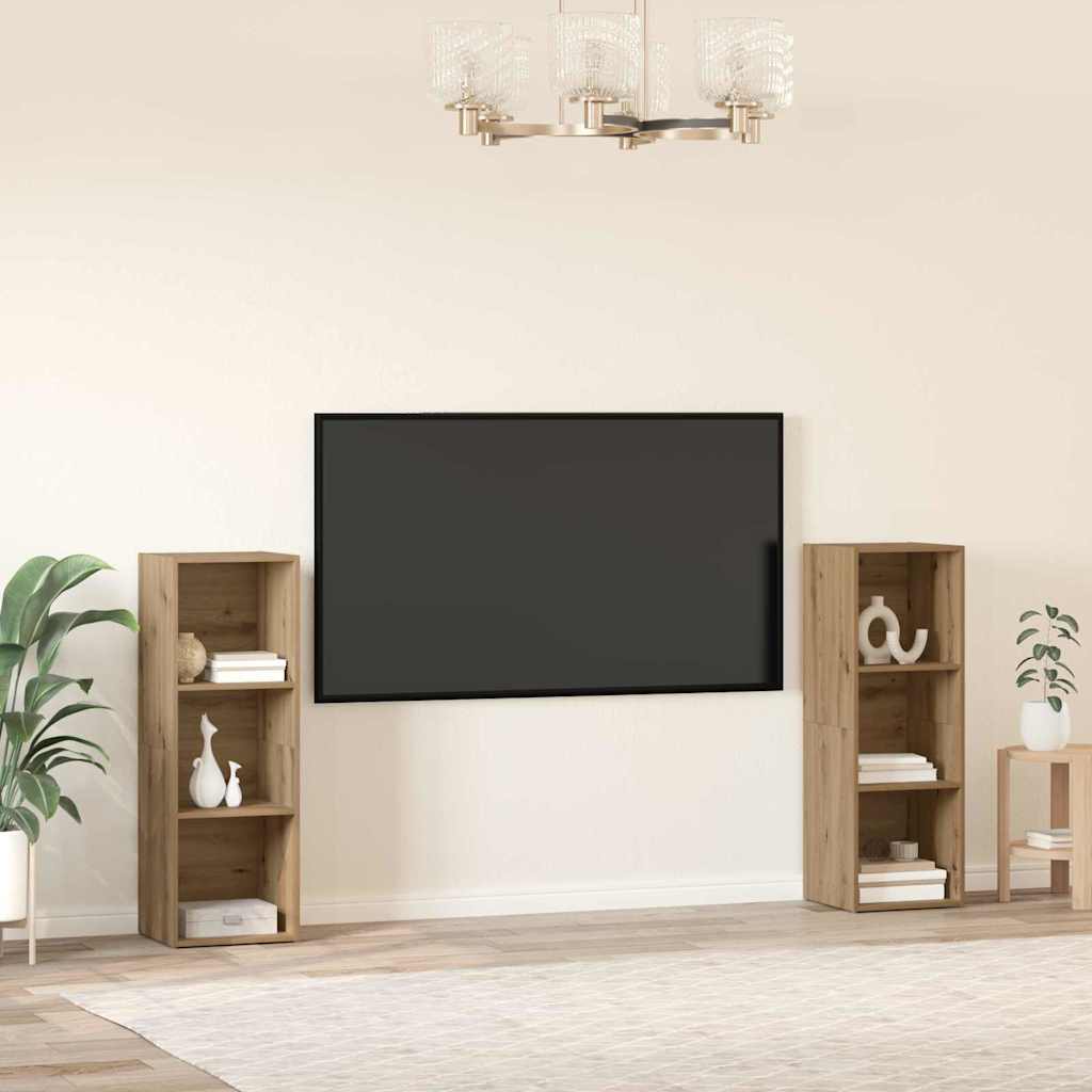 TV-Möbel-Set 2 pcs Eiche handwerklich 107 x 35 x 37 cm