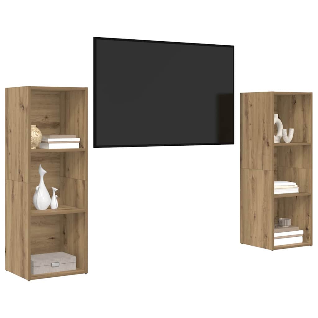 TV-Möbel-Set 2 pcs Eiche handwerklich 107 x 35 x 37 cm