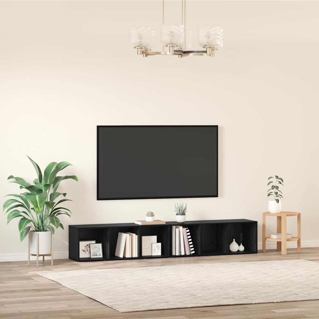 TV-Möbel-Set 2 pcs Schwarze Eiche Holzwerkstoff