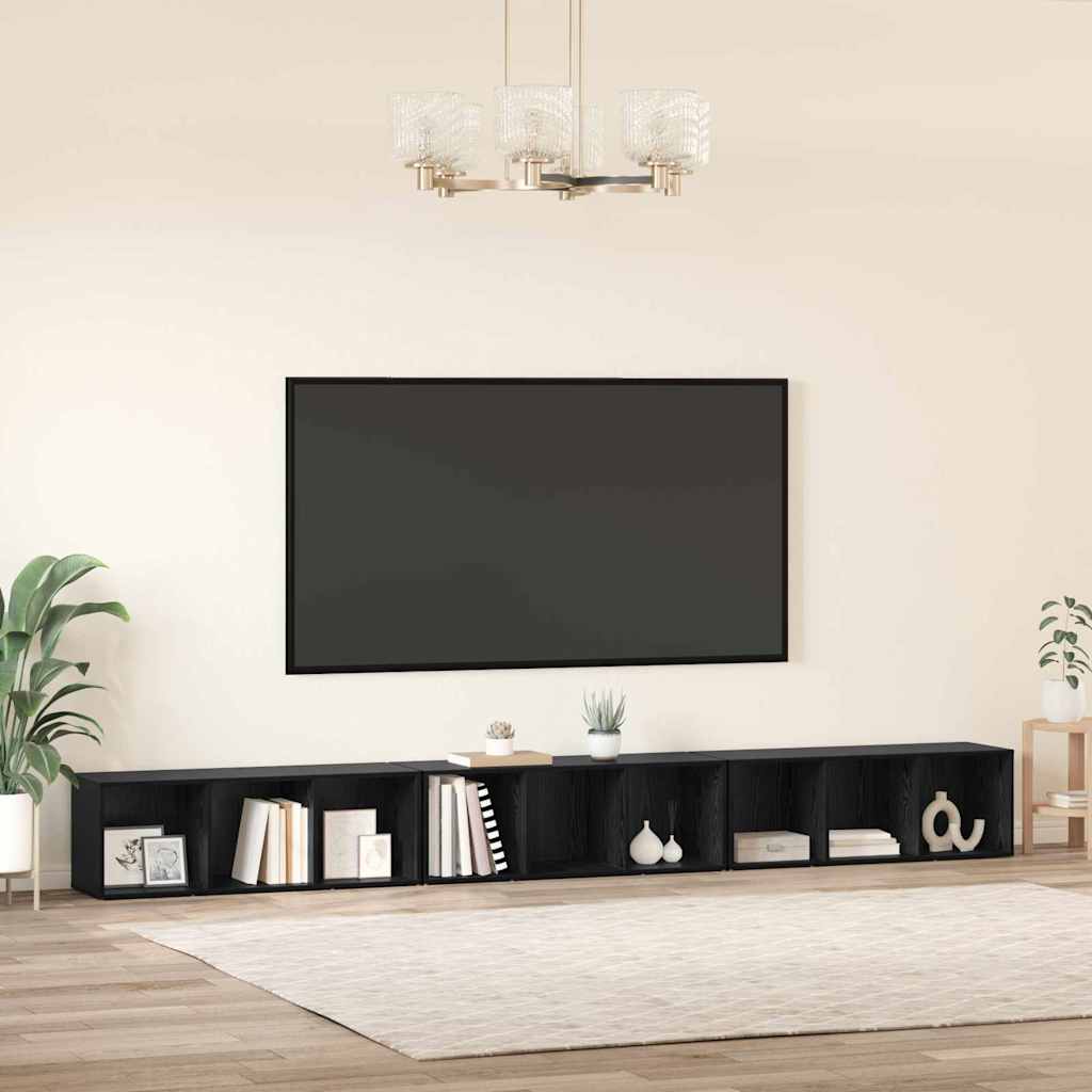 TV-Schränk 3 pcs Schwarze Eiche 37 x 35 x 107.5 cm Ingenieuholz