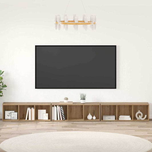 TV-Schränk 3 pcs Eiche handwerklich 37 x 35 x 107.5 cm
