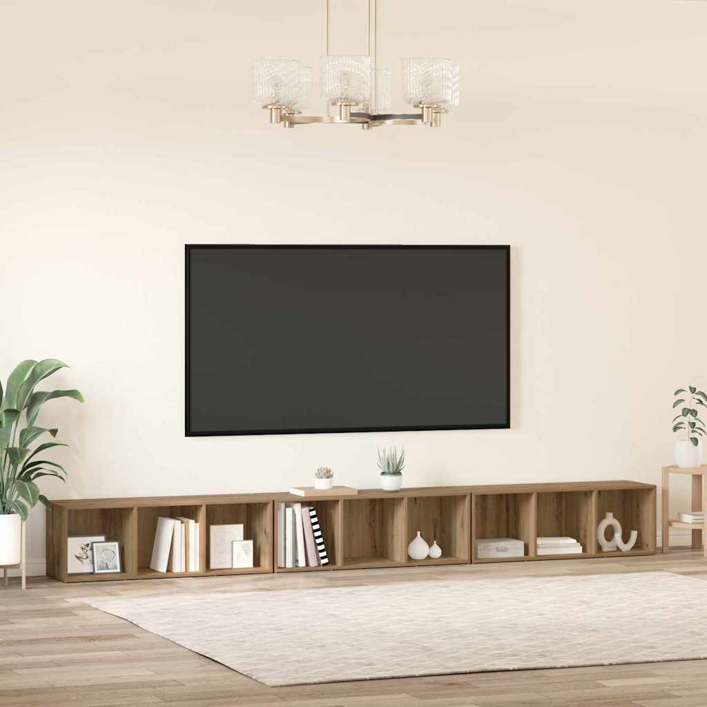 TV-Schränk 3 pcs Eiche handwerklich 37 x 35 x 107.5 cm