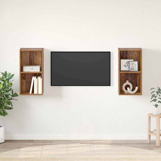 Wand TV Schrank 2 pcs Altes Holz 37 x 37 x 72 cm Holzwerkstoff