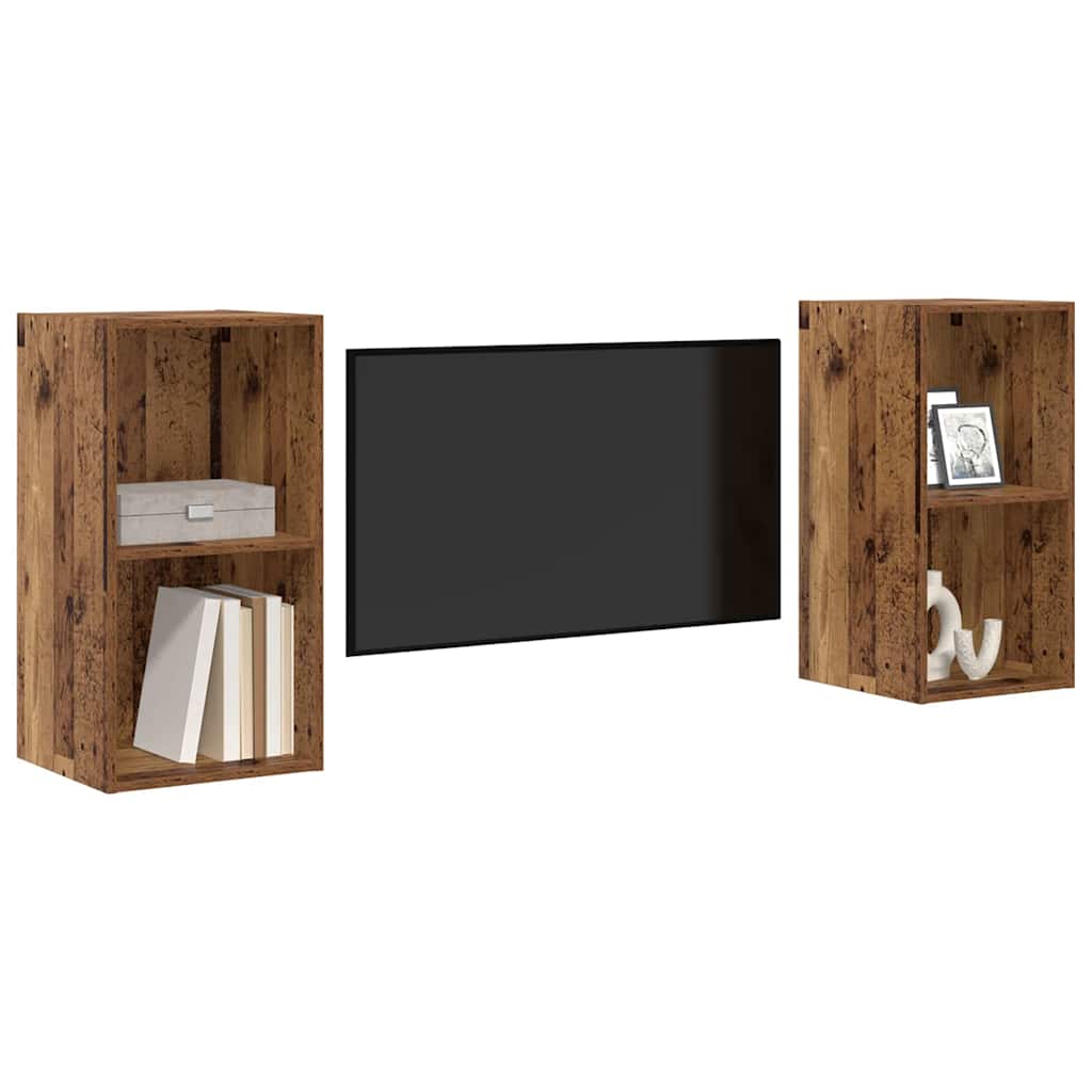 Wand TV Schrank 2 pcs Altes Holz 37 x 37 x 72 cm Holzwerkstoff
