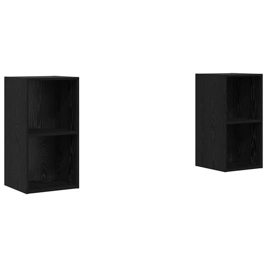 Wand TV Schrank 2 pcs Schwarz Eiche 37 x 37 x 72 cm