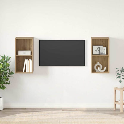 Wand TV Schrank 2 pcs Handwerklich gefertigter Eichenholz
