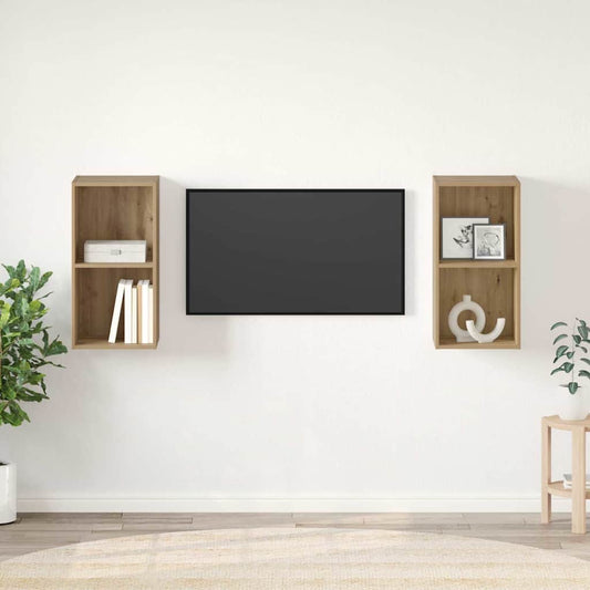 Wand TV Schrank 2 pcs Handwerklich gefertigter Eichenholz