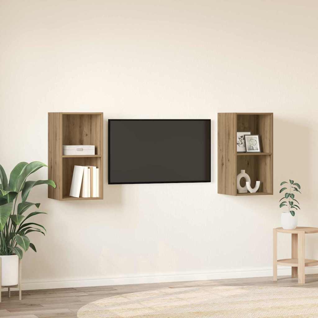 Wand TV Schrank 2 pcs Handwerklich gefertigter Eichenholz