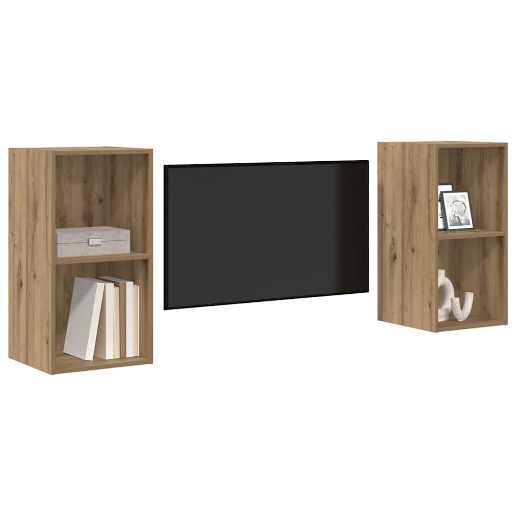 Wand TV Schrank 2 pcs Handwerklich gefertigter Eichenholz