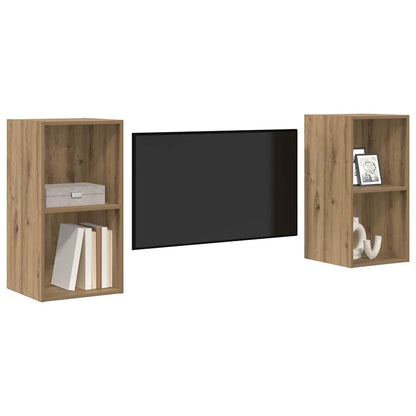 Wand TV Schrank 2 pcs Handwerklich gefertigter Eichenholz