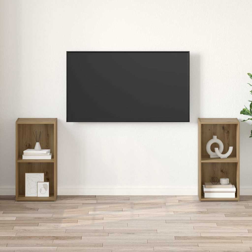TV-Möbel-Set 2 pcs Eiche handwerklich 72 x 35 x 36.5 cm