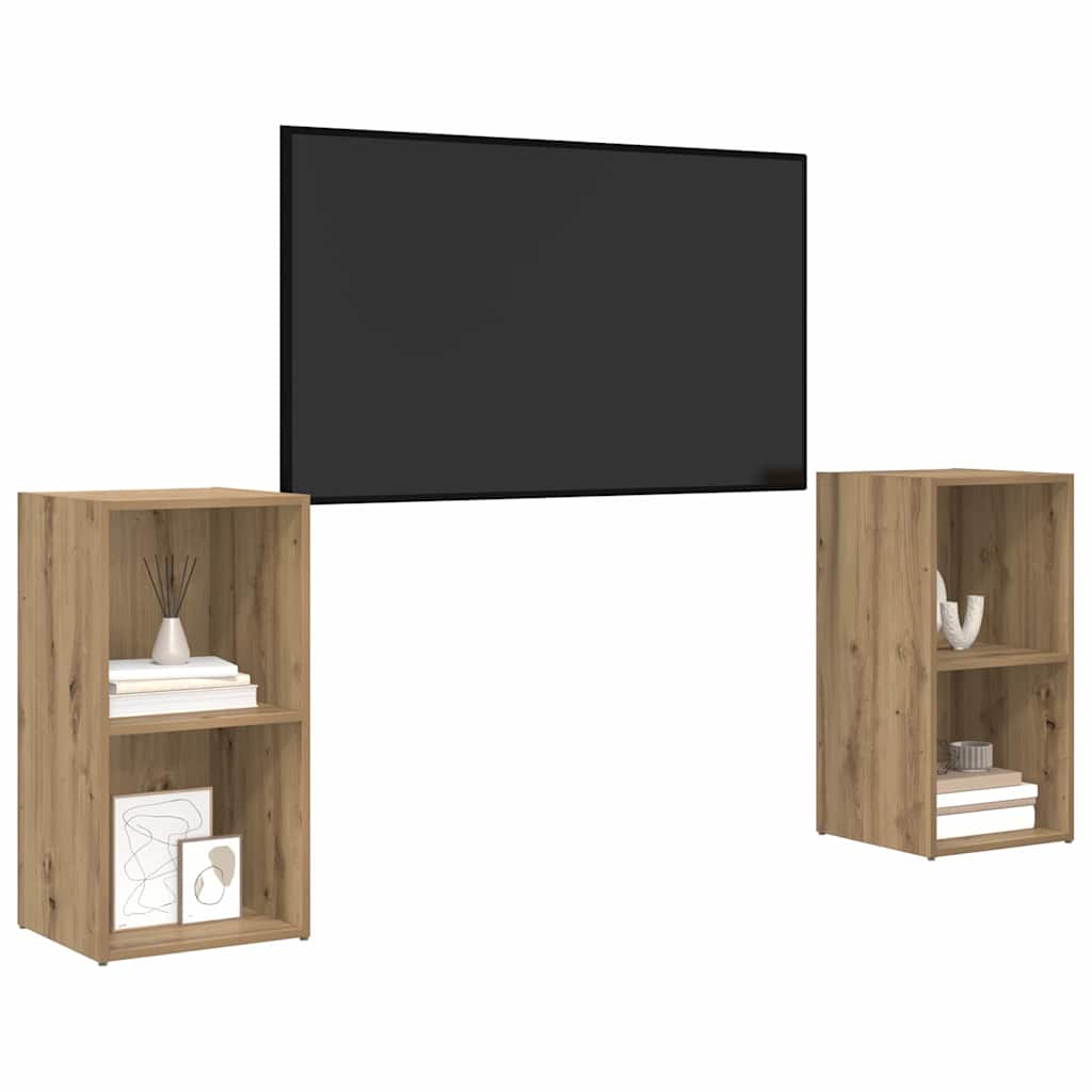 TV-Möbel-Set 2 pcs Eiche handwerklich 72 x 35 x 36.5 cm