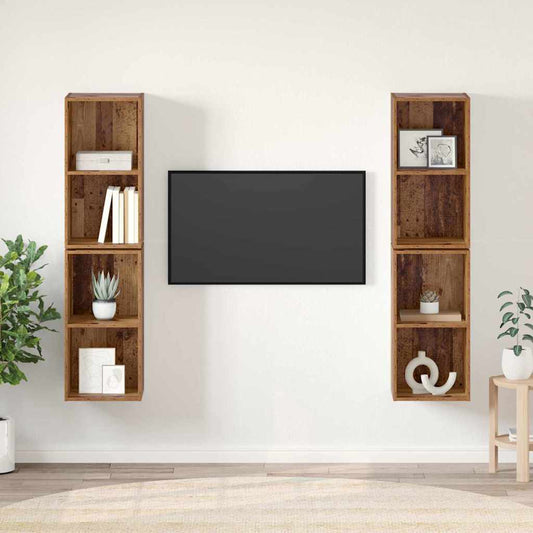 Wand TV Schrank 4 pcs Altes Holz 37 x 37 x 72 cm Holzwerkstoff