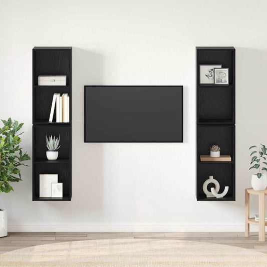 Wand TV Schrank 4 pcs Schwarz Eiche 37 x 37 x 72 cm
