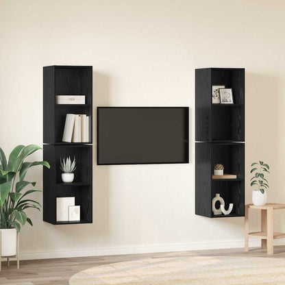 Wand TV Schrank 4 pcs Schwarz Eiche 37 x 37 x 72 cm