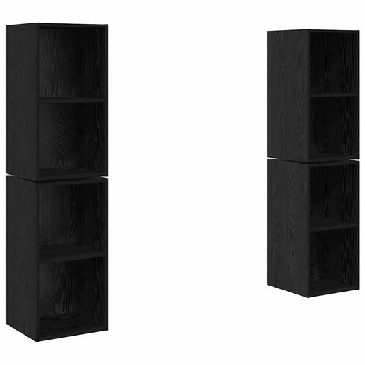 Wand TV Schrank 4 pcs Schwarz Eiche 37 x 37 x 72 cm
