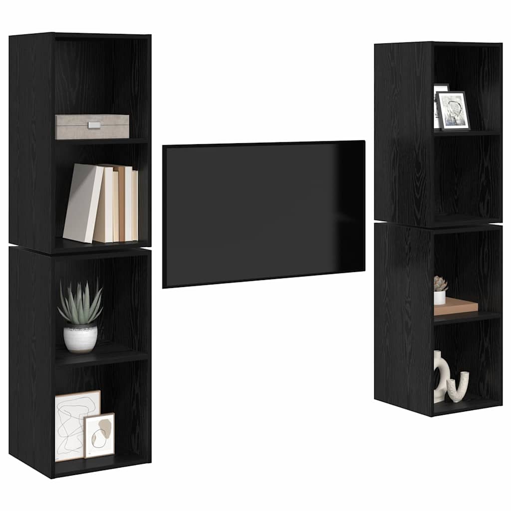 Wand TV Schrank 4 pcs Schwarz Eiche 37 x 37 x 72 cm
