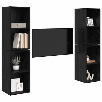 Wand TV Schrank 4 pcs Schwarz Eiche 37 x 37 x 72 cm