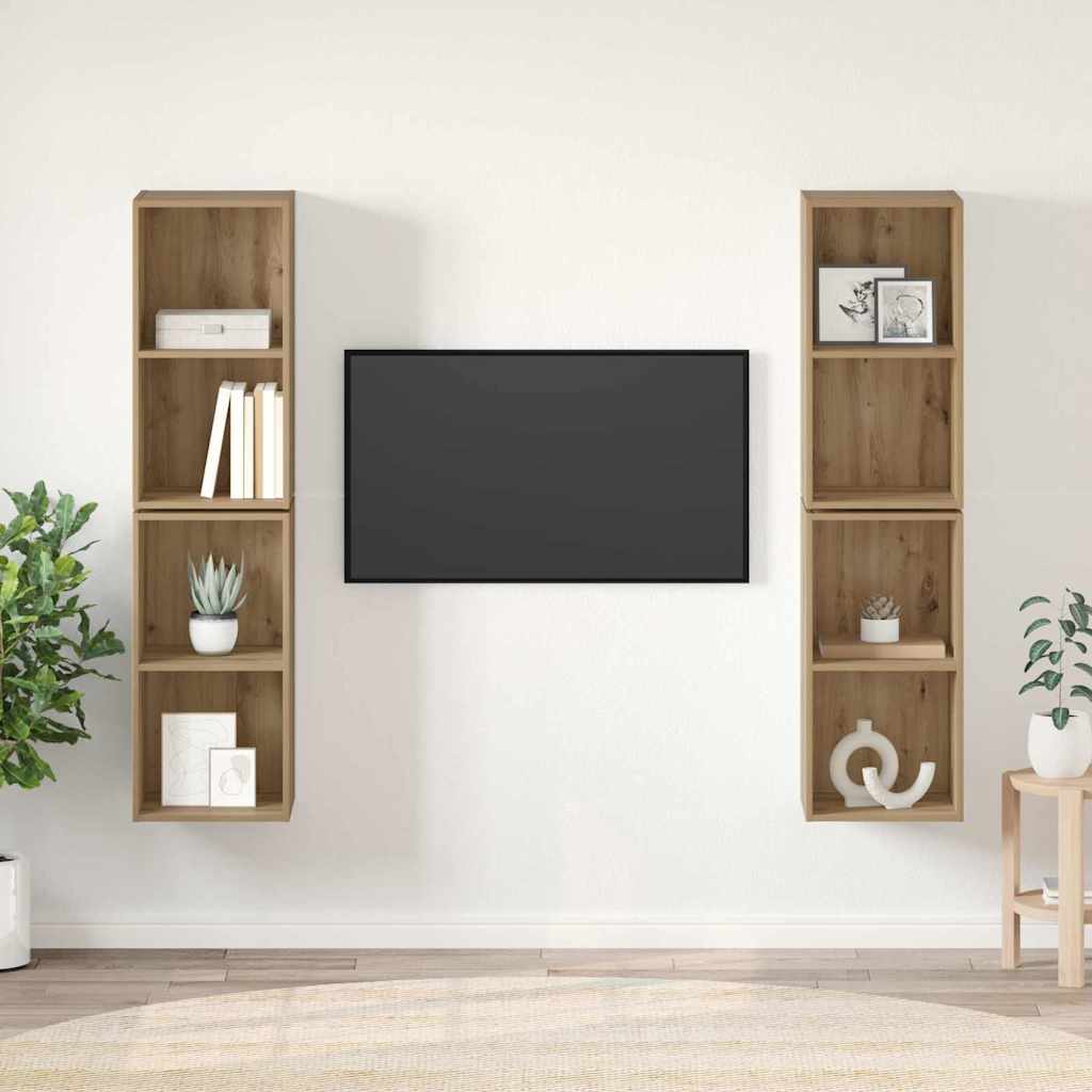 Wand TV Schrank 4 pcs Artisan-Eiche 37 x 37 x 72 cm