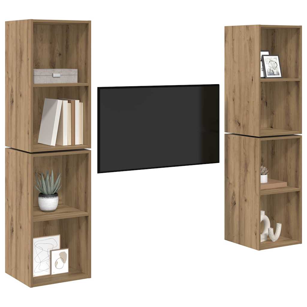 Wand TV Schrank 4 pcs Handwerklich gefertigter Eichenholz
