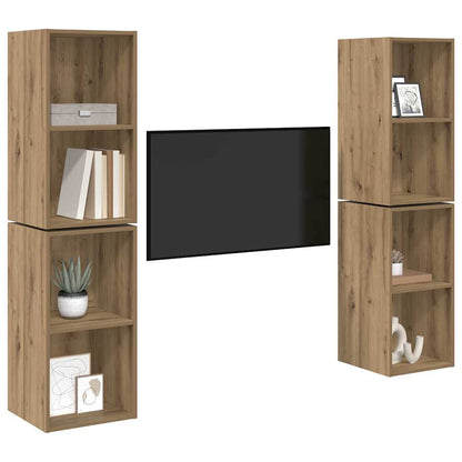 Wand TV Schrank 4 pcs Handwerklich gefertigter Eichenholz