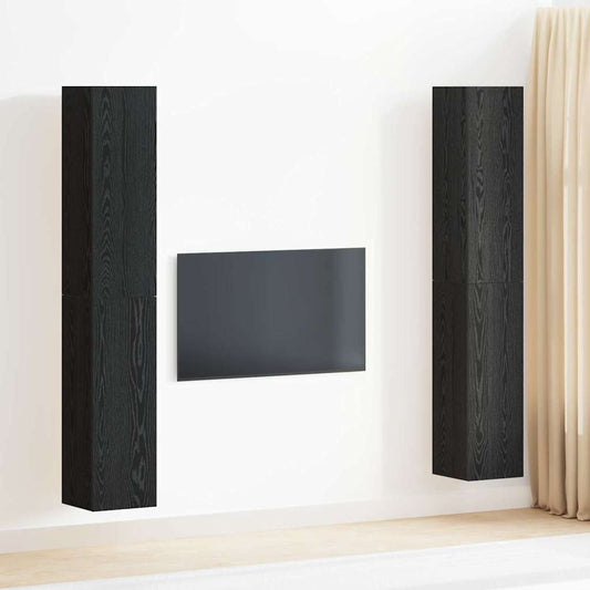 TV-Cabinet-Set 4 pcs Schwarz Eichen-Optik 30,5 x 30 x 90 cm