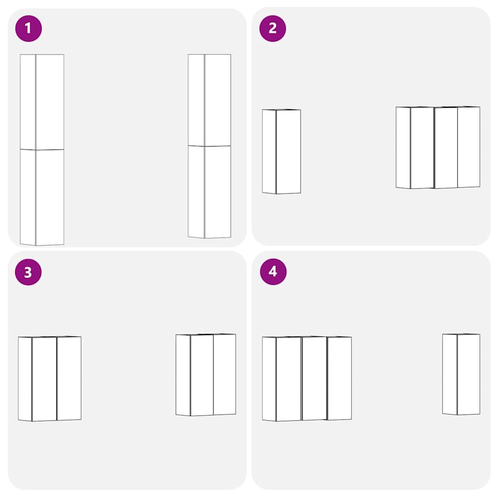 TV-Cabinet-Set 4 pcs Schwarz Eichen-Optik 30,5 x 30 x 90 cm
