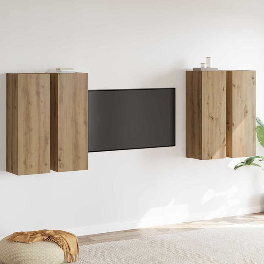 TV-Cabinet-Set 4 pcs Artisan-Eiche 30,5 x 30 x 90 cm